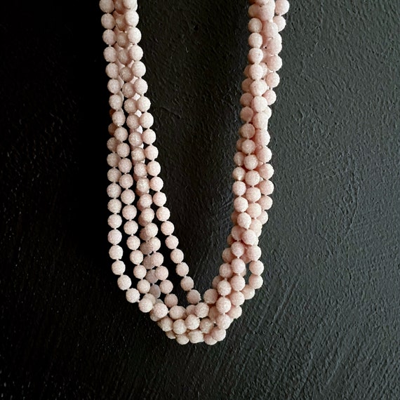 Vintage Beaded Necklace Pale Lavender Plastic Multi Strand Beads 5 Strands 60s Short Necklace Princess Length Light Purple Nubby Small Bead