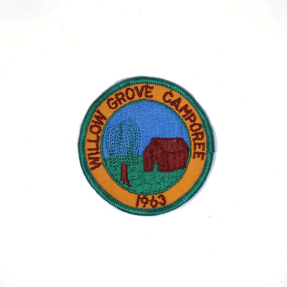 Vintage Scout Badge Willow Grove Camporee 1963 Girl Scouts of America Regional Camping Event Allons Tennessee Campground Sew on Patch Sash