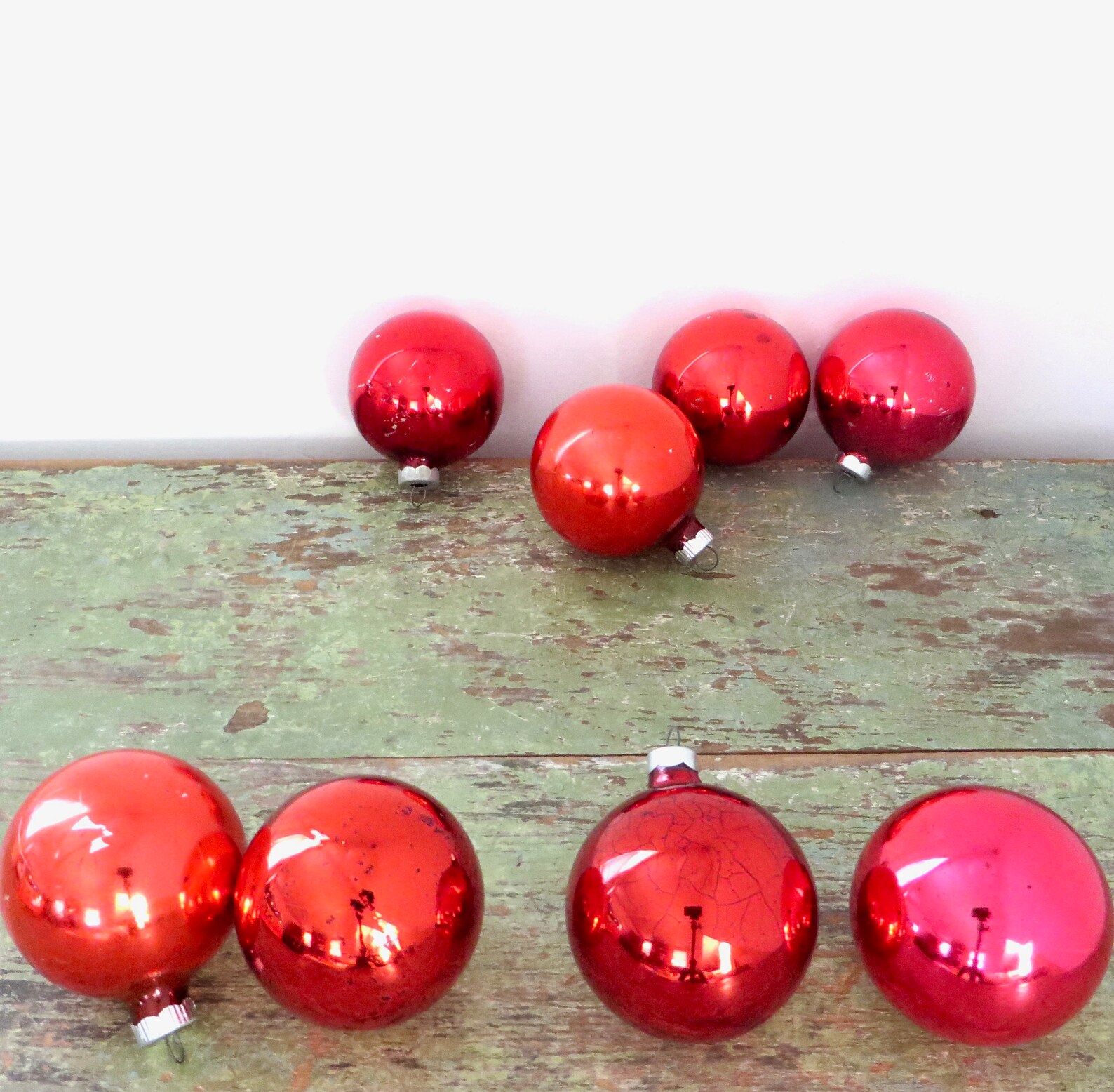Vintage Red Christmas Ball Ornaments Eight Berry Red Mercury Etsy