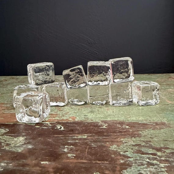 Glass Ice Cubes Hand Blown Vintage Set of 11 by Simon Pearce