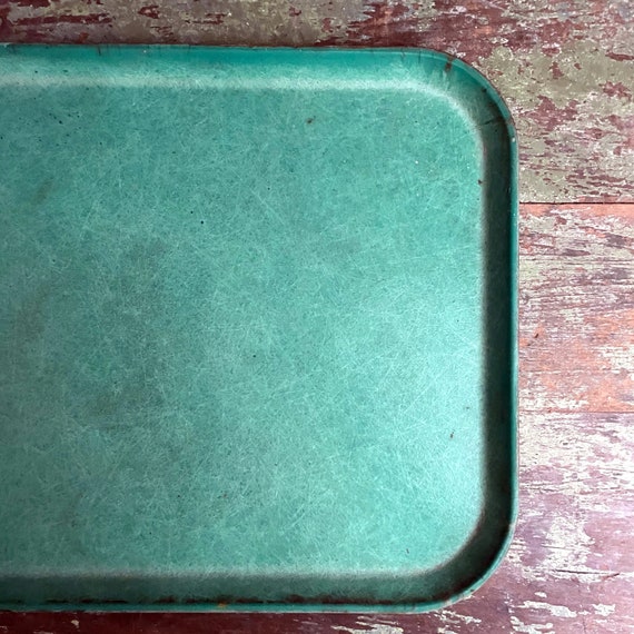 Vintage Tray Fiberglass Teal Green Cafeteria Tray Serving 1950s Aqua Blue School Lunch Tray Likely Cambro Unbranded Has Flaws