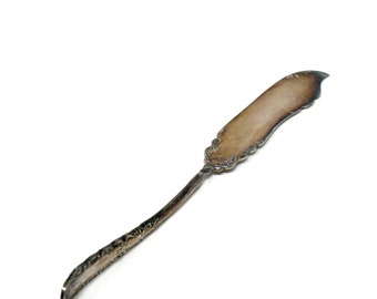 Antique Fish Knife Portland Pattern 1890s Rogers Bros 1847 International Silver Plated Twisted Handle Individual Knife Fish Large Spreader