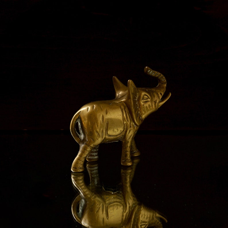 Vintage Brass Elephant Figurine Leonard Towle Heavy Solid Brass Unpolished Pachyderm Statue 1970s Boho Decor