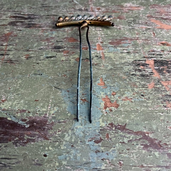 Antique Hair Pin Brass Oxidized Late Victorian St… - image 8