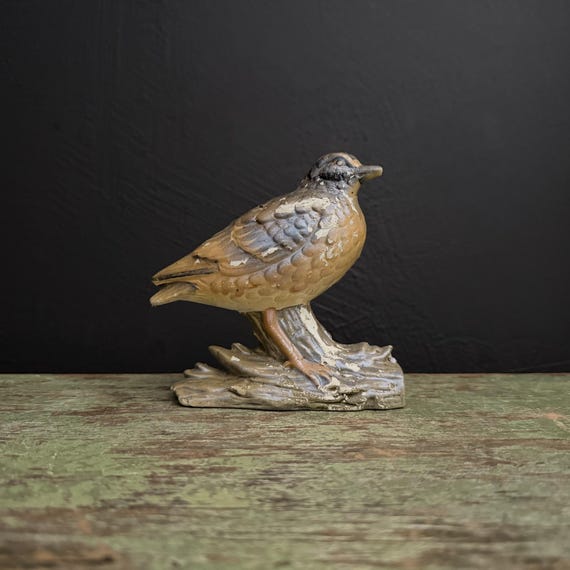 Vintage Bird Figurine Metallic Finish Shabby Robin 1960s Price Imports Japan