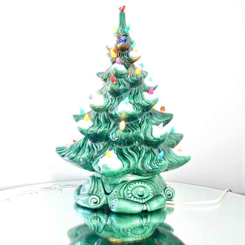 Vintage Lighted Christmas Tree Ceramic Atlantic Mold 1970s Lit Etsy