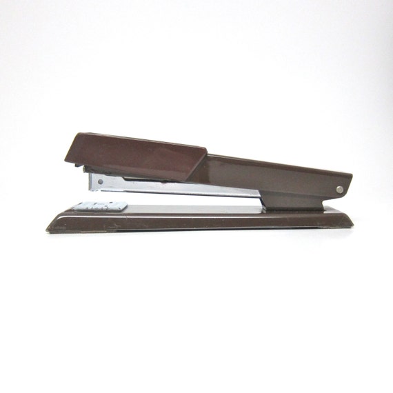 Vintage Stapler Bates 640 Custom Brown Stapler Faux Wood 1970s Office Supplies Bates Mfg Co Hackettstown New Jersey Made