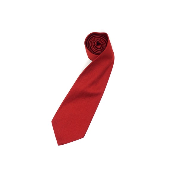 Vintage Red Tie Silk Textured Fine Check Wide Nec… - image 1