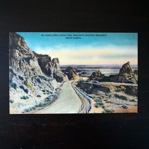 Vintage Postcard South Dakota Cedar Pass SD Badlands National Monument Photo Black Hills Image Unused Post Card Americana Tourist Attraction