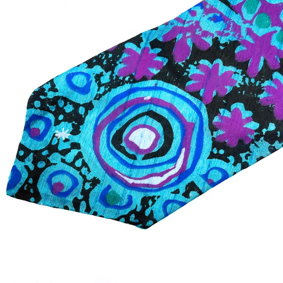 Vintage Tie Funky Blue Purple Necktie Abstract Design Bold Neck Tie Groovy Menswear 1970s Sears The Men's Store Accessory Polyester Tie