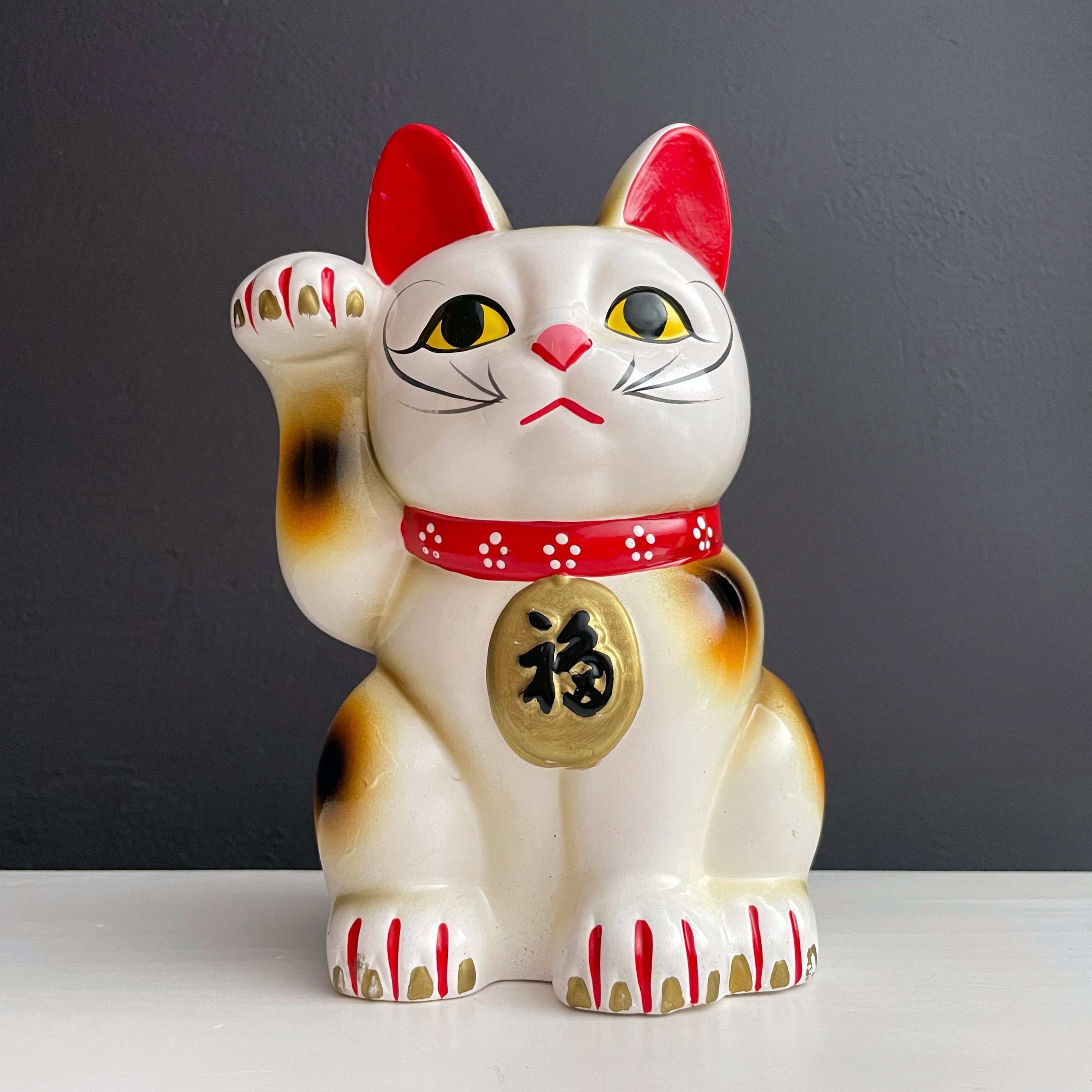 Vintage Lucky Cat Bank Maneki Neko Japanese Piggy Bank Beckoning Cat Good Fortune Money Box Kitty Bank Tokoname Cat Statue Chalkware 8 Tall Vintage Lucky Cat Bank Maneki Neko Japanese Piggy Bank Beckoning Cat Good Fortune Money Box Kitty Bank Tokoname Cat Statue Chalkware 8 Tall