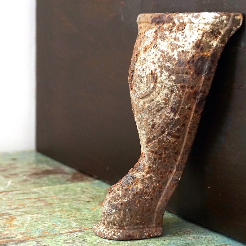 Antique Stove Leg Cast Iron Rusty Ornate Free Standing Wood Etsy