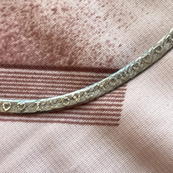 Vintage Bracelet I Love You Hearts Herringbone Bracelet 925 Sterling Silver Made in Italy