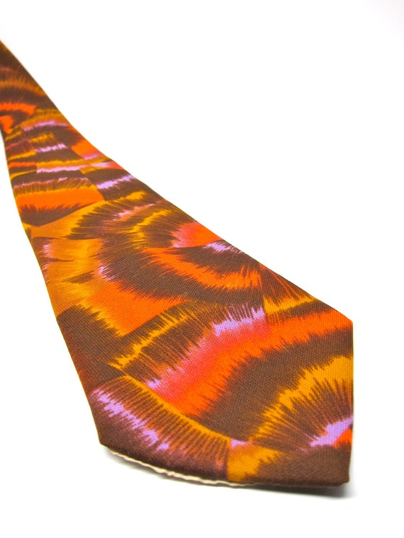 Vintage Tie Psychedelic Orange Purple Neck Tie Wi… - image 2