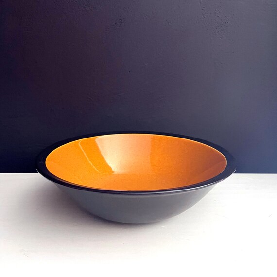 Vintage Serving Bowl Mikasa Terra Stone Paprika Dinnerware Made In Japan 70s Orange Brown Matte Exterior Large Bowl Vegetable Server w/ Flaw