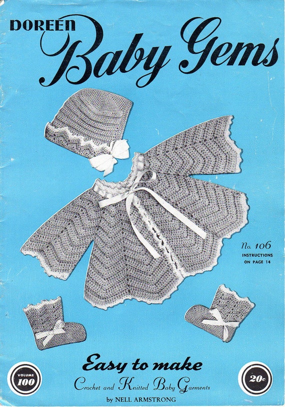 Vintage Knitting Crochet Patterns Infant Baby Gems 1950s