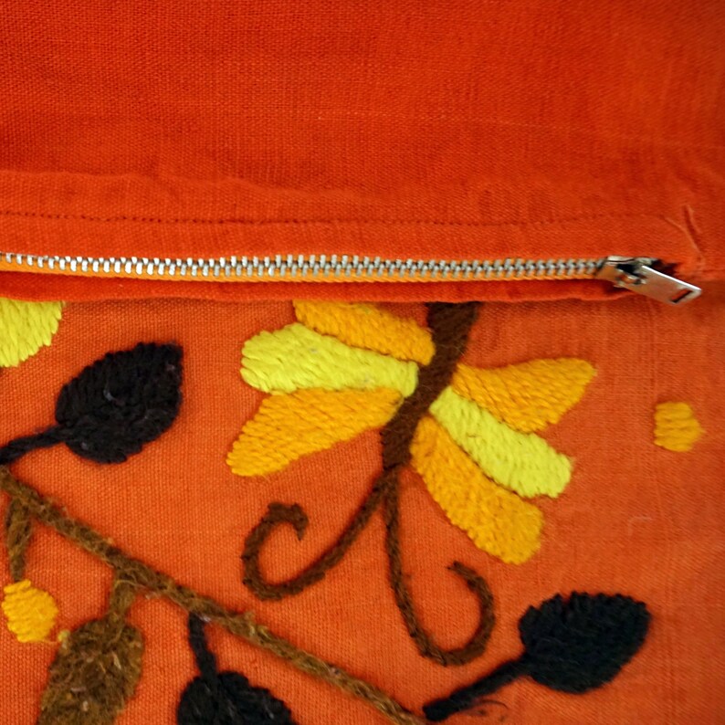 Vintage Toss Pillow Orange Tree of Life Bird Butterflies Etsy