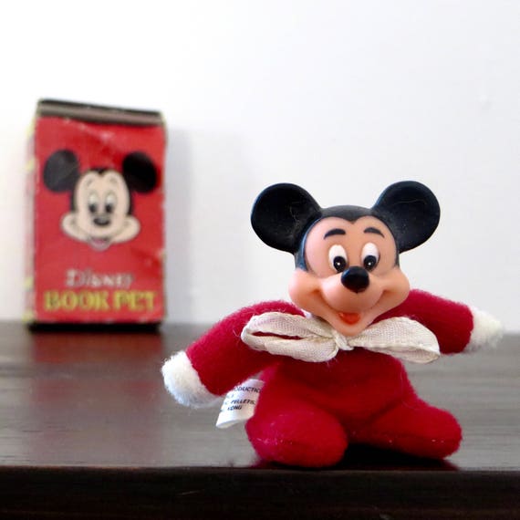 Vintage Mickey Disney Book Pet NO. 1 Collectible Tiny Mickey Mouse Figurine 1970s