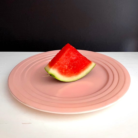 Vintage Pink Dish Hazel Atlas Moderntone Platonite Dinner Plate Opaque Glass 1940s Pastel Pink Deco Dinnerware