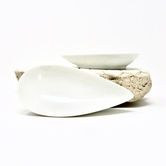Vintage Small Dishes Teardrop Shape White Rosenthal Linear Berlin 1960s Puzzle Tray Nut Dish Puzzleschale