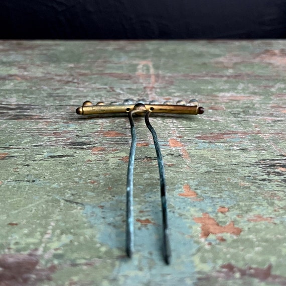 Antique Hair Pin Brass Oxidized Late Victorian St… - image 9