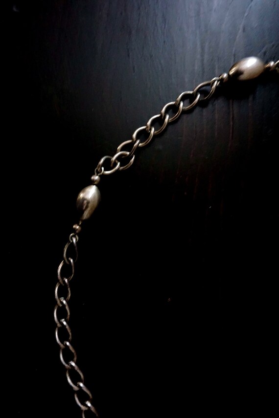Vintage silver chain necklace silver beads hollow… - image 8