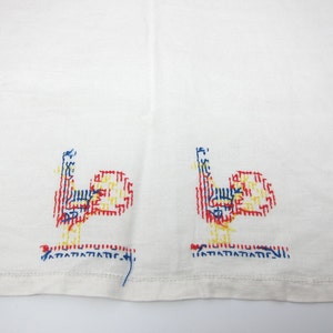 Vintage kökshandduk Roosters Röd Gul Blå Disktrasa 50-tal bild 5