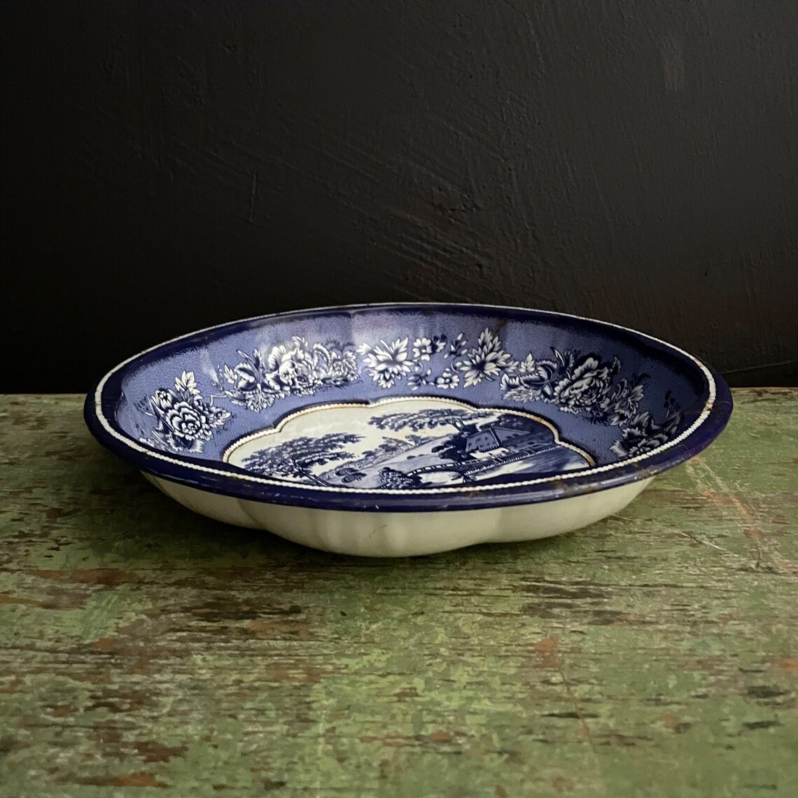 Tin Bowl Decatur Vintage Daher Tin Bowl, Blue & White English Country Scene, 1971 - Etsy