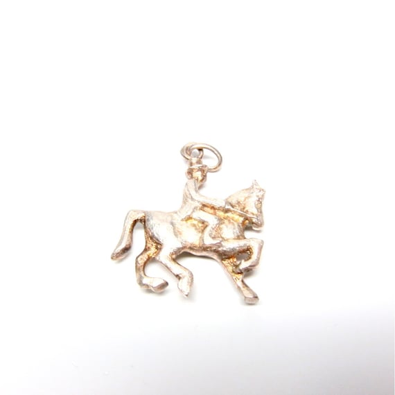 Vintage Cowboy Charm Silver Horse with Rider Charm Bracelet