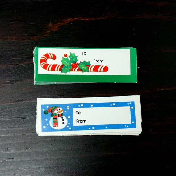 Vintage Gift Tags 17 Assorted 80s Paper Gift Labels for Presents Christmas  Tags Green Candy Cane Blue Snow Man To/from Tag Retro Gift Labels 