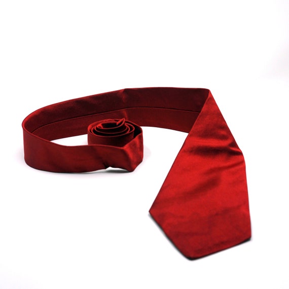 Vintage Red Tie Silk Ribbed Necktie Made by the The Custom Shop Shirtmakers of Imported Silk Deep Red Neck Tie