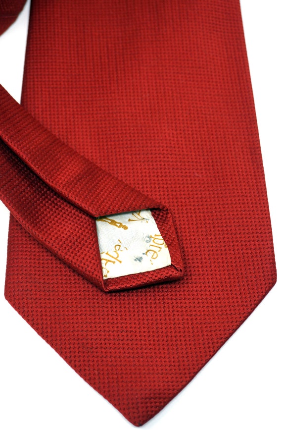 Vintage Red Tie Silk Textured Fine Check Wide Nec… - image 8