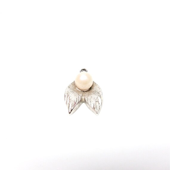 Vintage Silver Charm Little Wing Faux Pearl Charm Wings