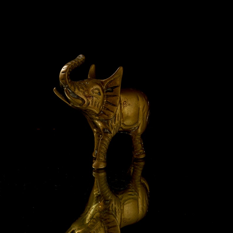 Vintage Brass Elephant Figurine Leonard Towle Heavy Solid Brass Unpolished Pachyderm Statue 1970s Boho Decor