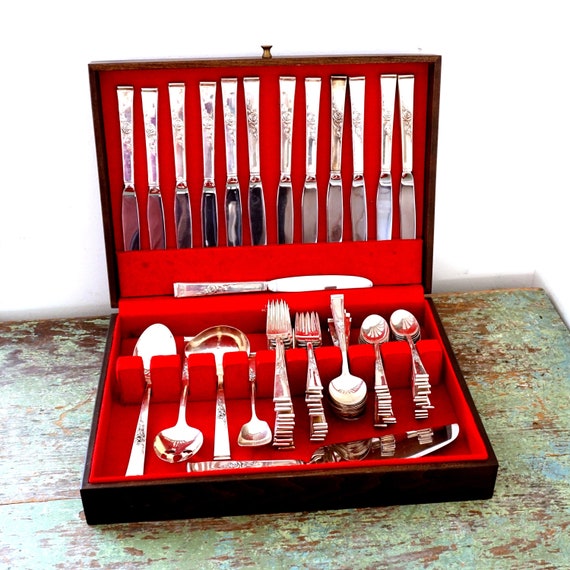 Vintage Silverware 50s Reed and Barton Classic Rose Sterling Silver Flatware 69 Pieces, 11 Place Settings, Serving Pieces, or Entire Set