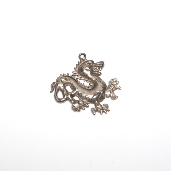 Vintage Dragon Pendant Sterling Silver Dragon Necklace