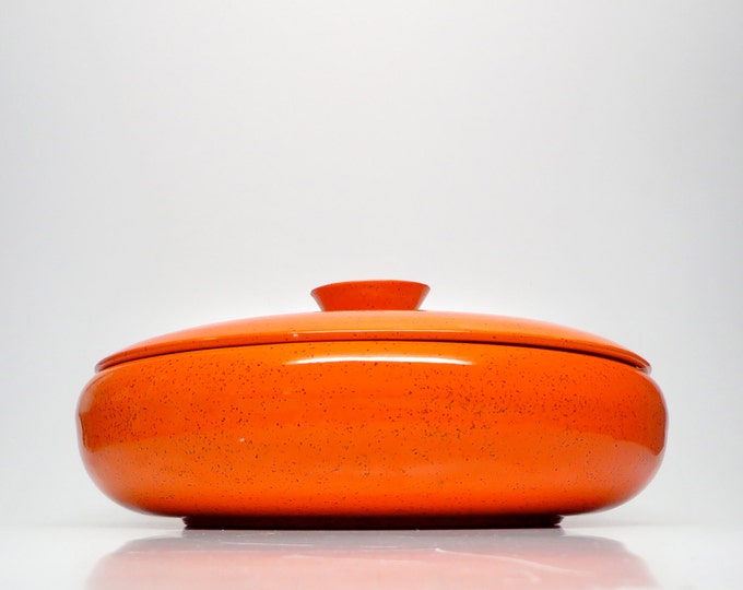 Vintage Orange Bowl With Lid Creek Turn Pottery 1950s Etsy