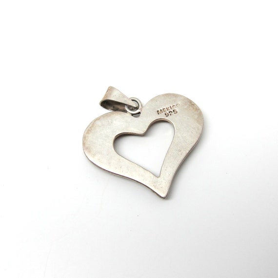 Vintage Heart Pendant Sterling Silver Open Heart … - image 5