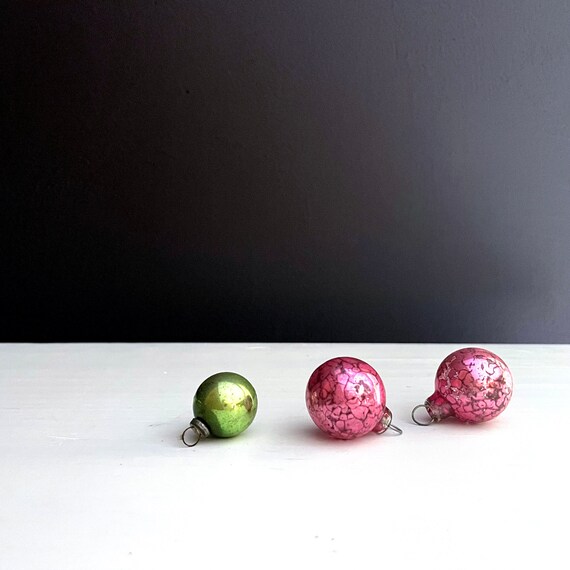 Tiny Christmas Balls Green Pink Christmas Decorations Glass Mini