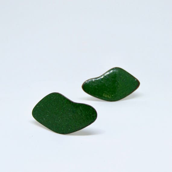 Vintage Cufflinks Enamel Green Cuff Links Mens Accessories