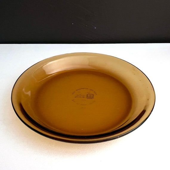 Vintage Pie Plate Amber Brown Anchor Hocking Harvest Brown 9" Pie Dish #406 Large Deep Plate Clear Smoky Brown Glass Oven Safe 80s Fire King