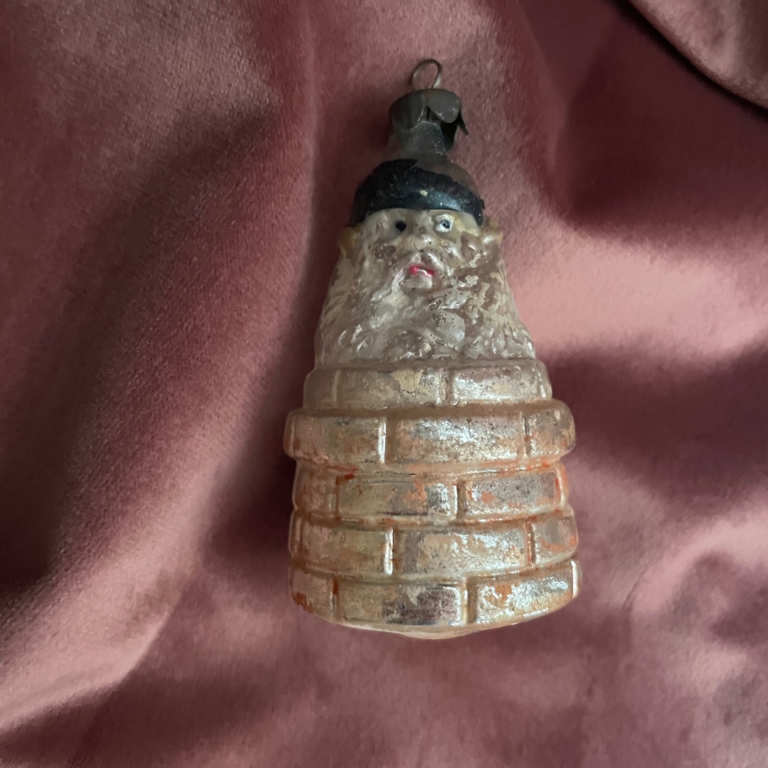 Antique Santa Ornament Rare Glass Victorian Christmas Tree Trim Santa ...