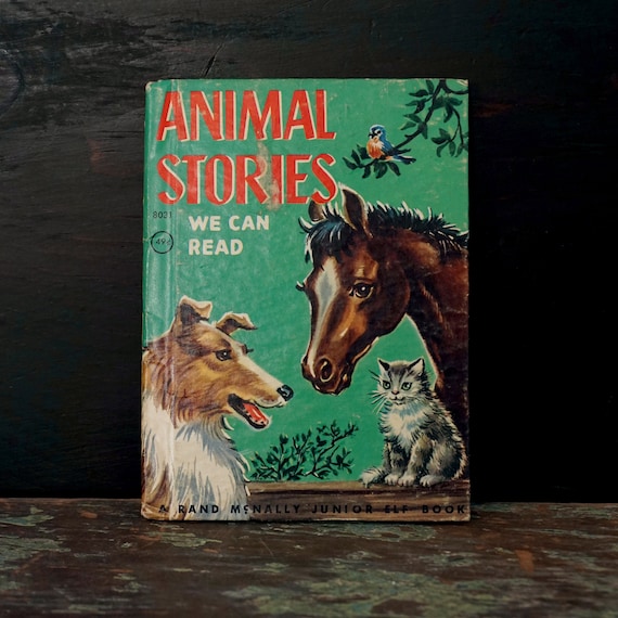 Vintage Children's Book Animal Stories We Can Read 1967 Rand McNally Junior Elf Book Boy Named Dick Cute Animals Farm Illustrations 1947