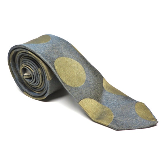 Vintage Necktie Polka Dot Skinny Tie Pewter Graphite Mens