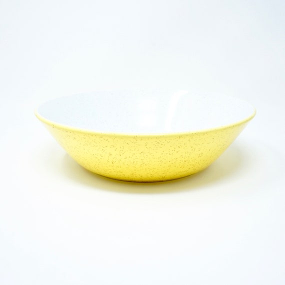 Vintage Serving Bowl Duplex Yellow Mikasa Shape by Ben Seibel 60s Large Bowl Bright Yellow Flecked Interior White Interior Ceramic Oven Safe