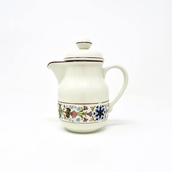 Vintage Mini Coffee Pot Unused Villeroy and Boch Chateau Floral Band Pattern 1980s Coffee for One