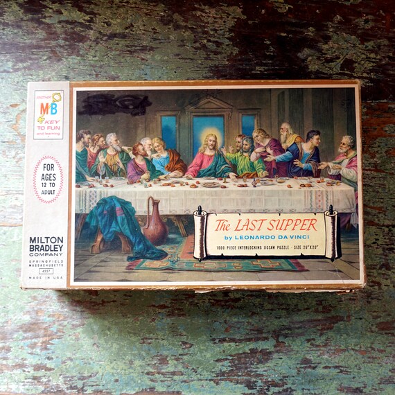 Vintage The Last Supper Puzzle Leonardo Da Vinci Painting Jigsaw Boxed 1000 Pieces 1960s Puzzles By Milton Bradley