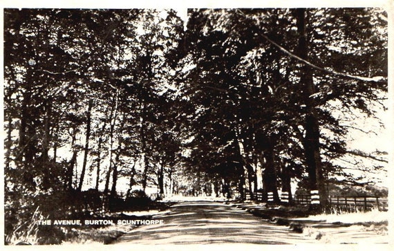 Antique postcard rppc country road scunthorpe england