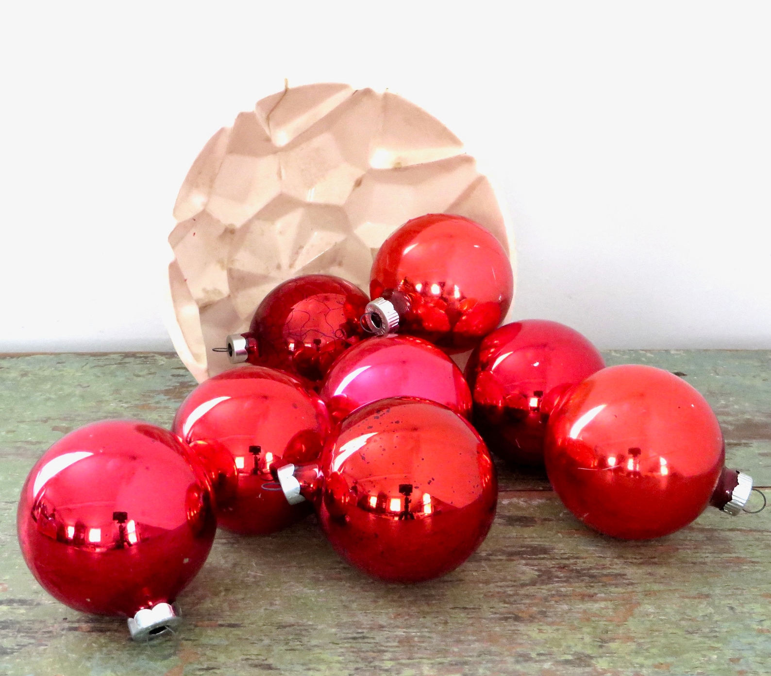 Vintage Red Christmas Ball Ornaments Eight Berry Red Mercury Etsy