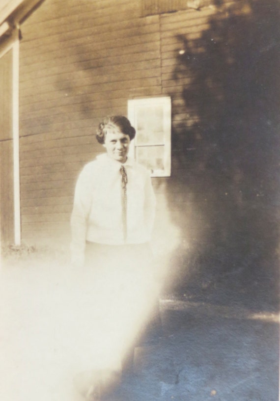 Vintage Photograph 1920s Girl House Schoolhouse Rural